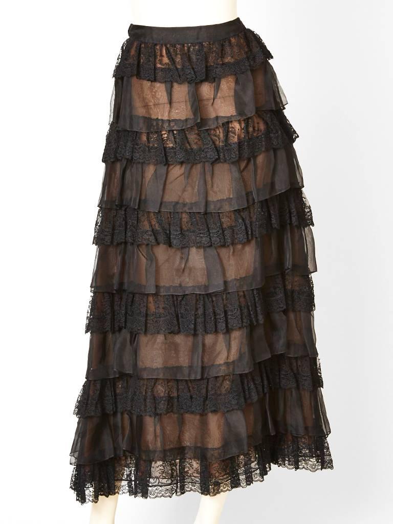 Oscar de la Renta Organza and Lace Evening Skirt In Excellent Condition In New York, NY