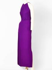 Galanos Halter Neck Gown with Pleating Detail