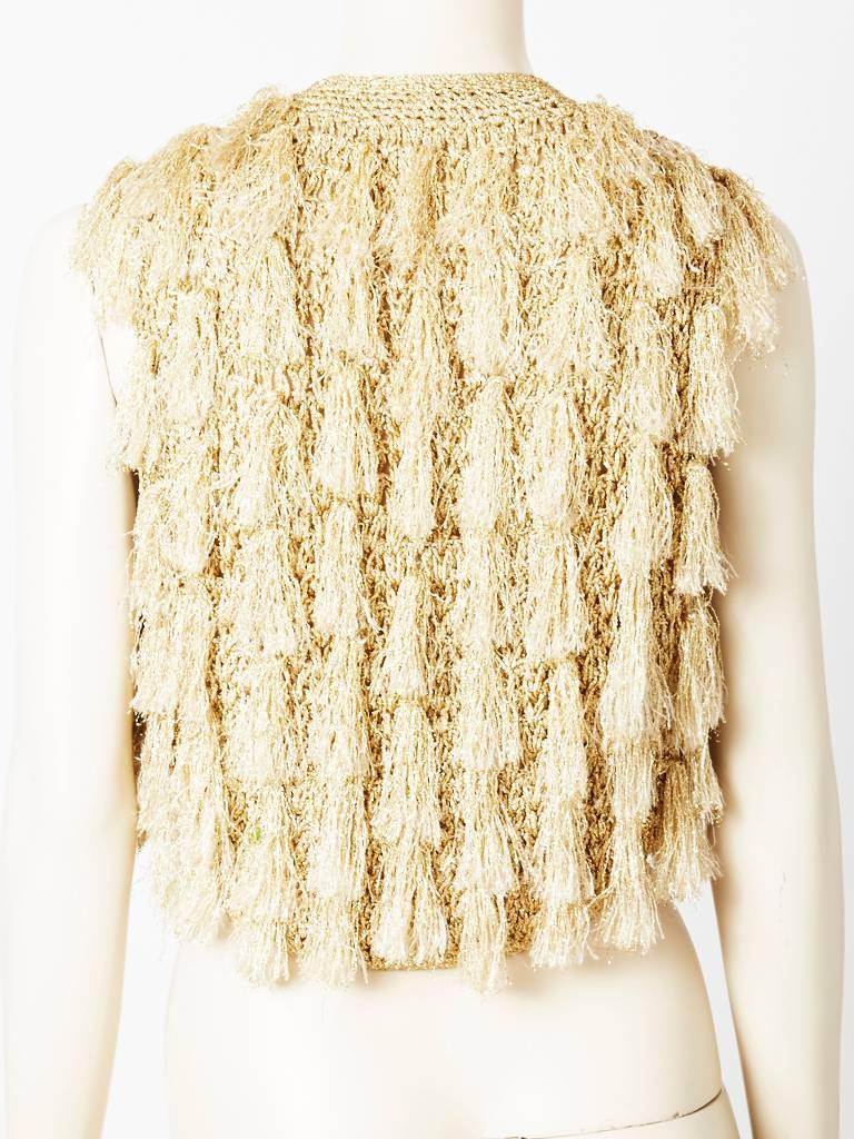 Beige Scassi Crochet Vest with Tassels