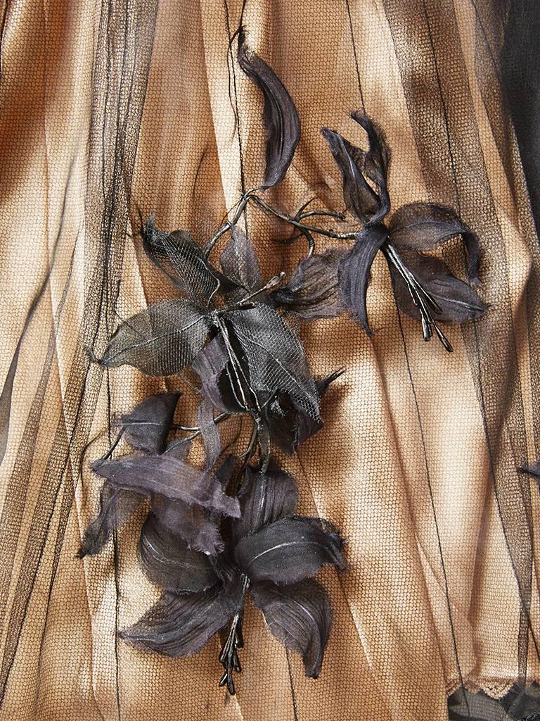 Chanel Couture Layered Evening Skirt Embellished with Sculpted Flowers. In Excellent Condition In New York, NY