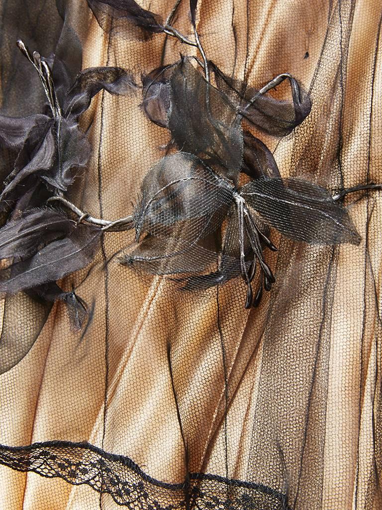 Women's Chanel Couture Layered Evening Skirt Embellished with Sculpted Flowers.