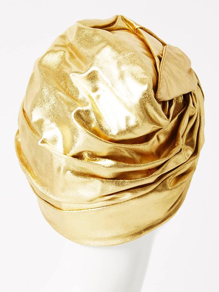 Christian Dior Gold Lame Turban In Excellent Condition In New York, NY