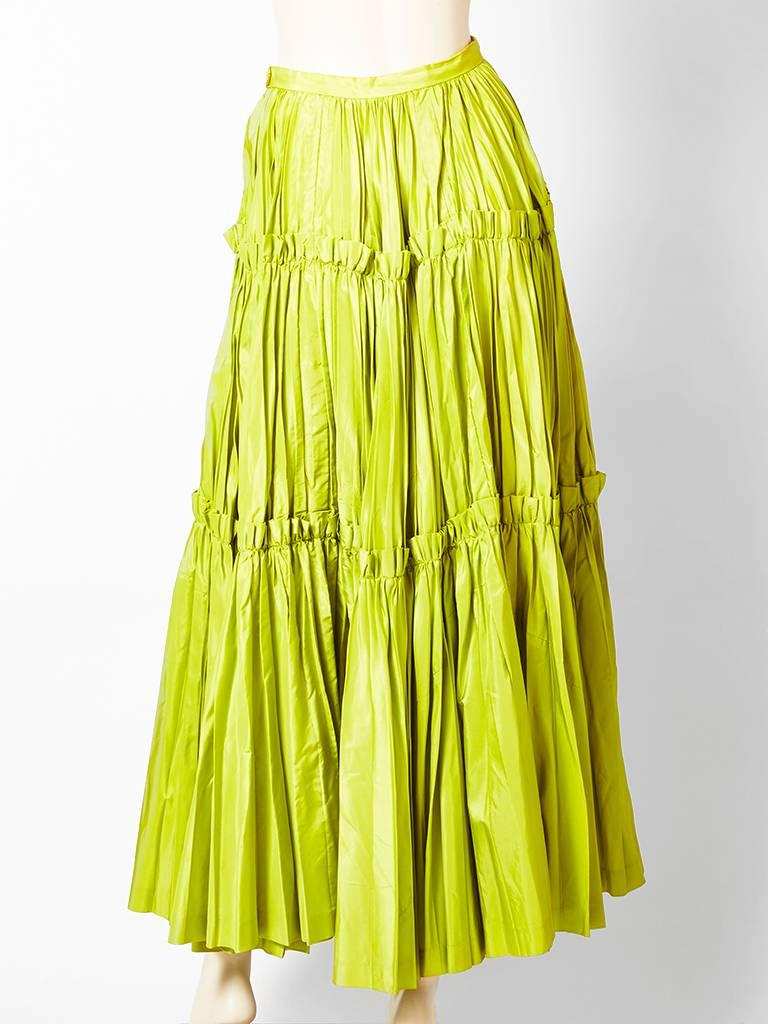 Yellow Yves Saint Laurent  Chartreuse Taffeta Gypsy Skirt