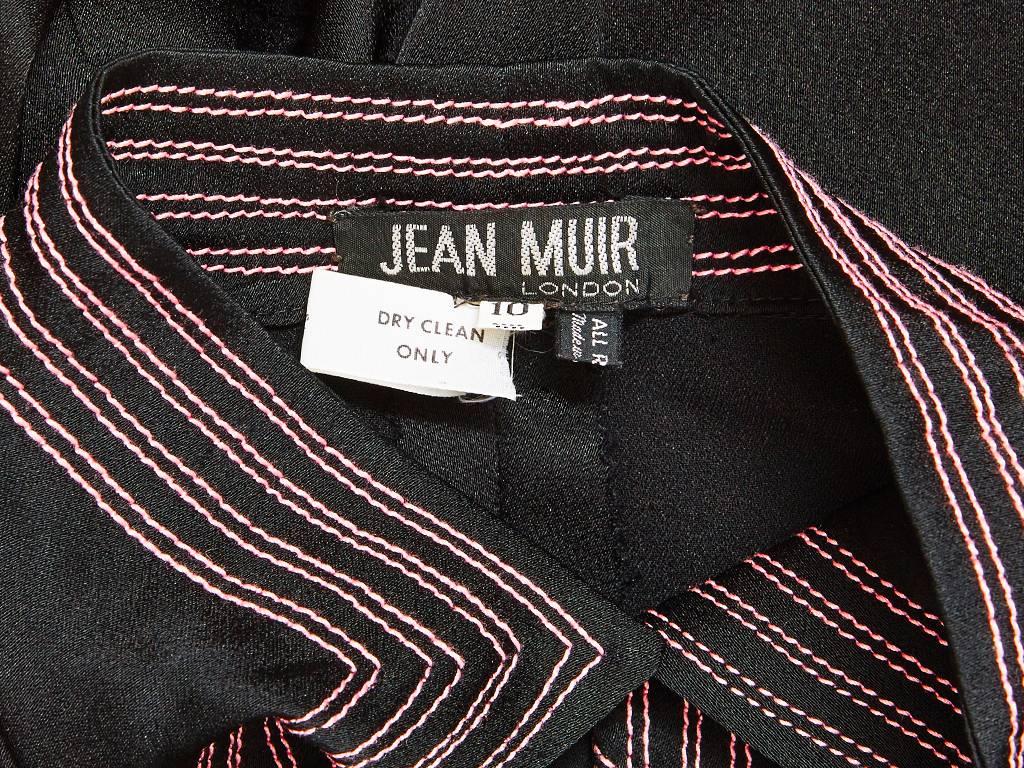 Jean Muir Crepe Dress With Pink Topstitching Detail In Excellent Condition In New York, NY