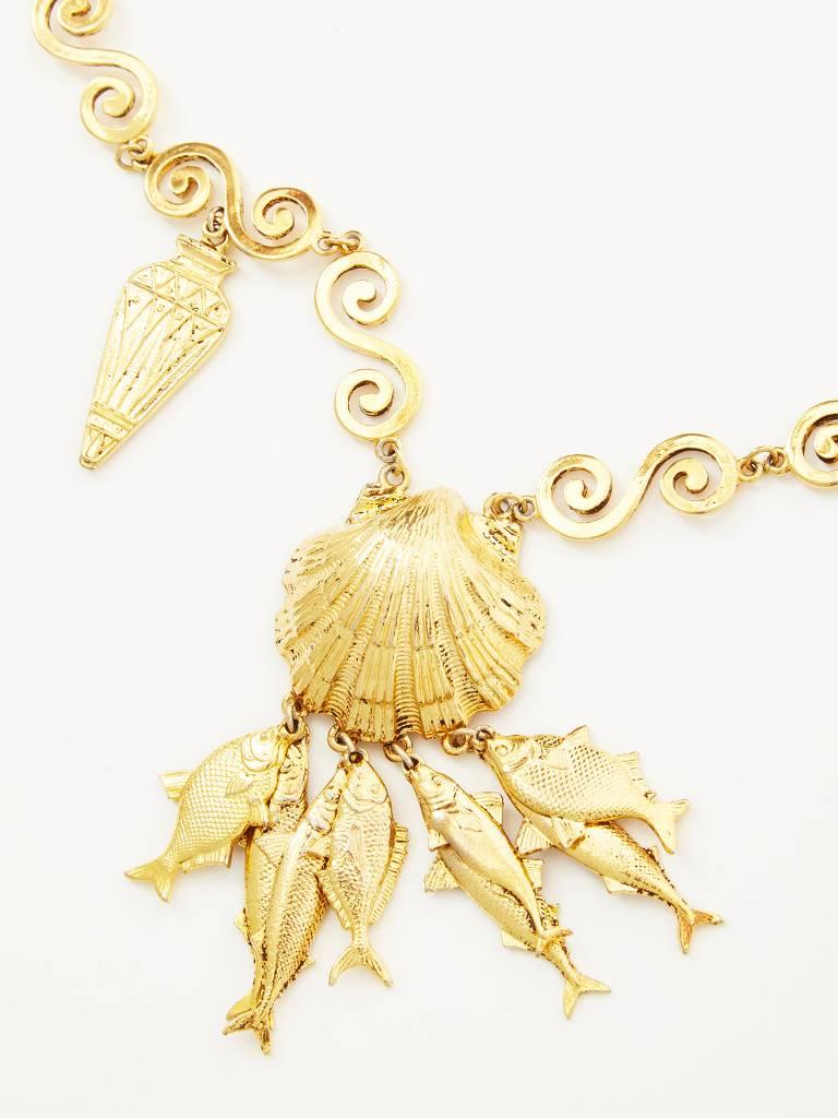 Women's Yves Saint Laurent Gold Fish Charm Necklace