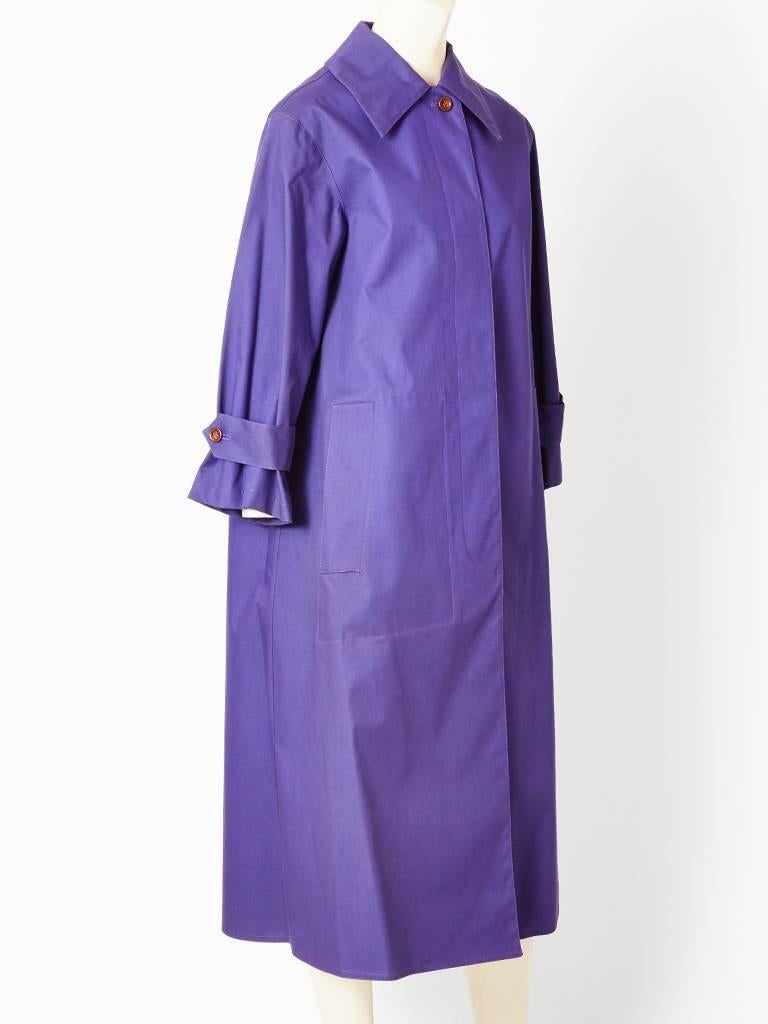 Geoffrey Beene Purple Mackintosh with Teal Blue Intereior In Excellent Condition In New York, NY