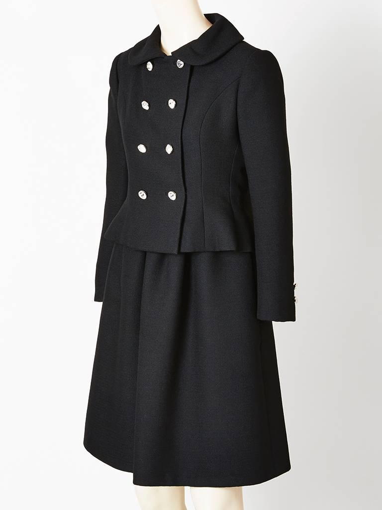 Black Norman Norell Wool Crepe Dress and Jacket DInner Ensemble