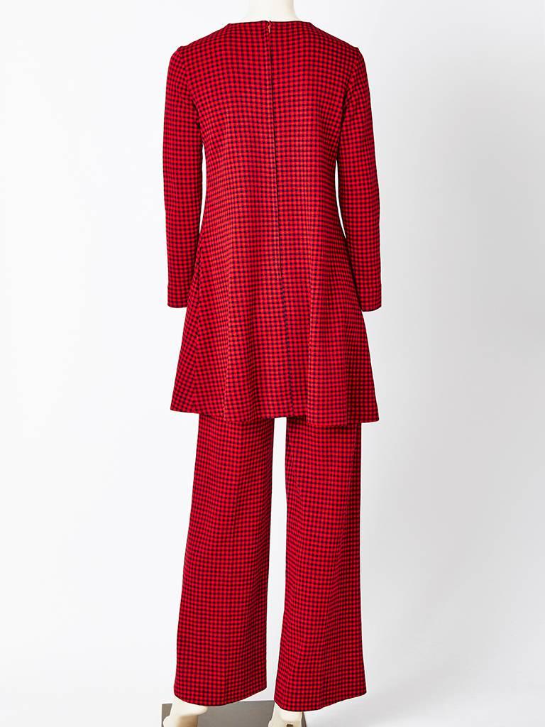 Red Rudi Gernreich Wool Knit Tunic and Pant Ensemble