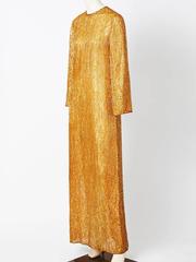Halston Amber Toned Beaded Gown