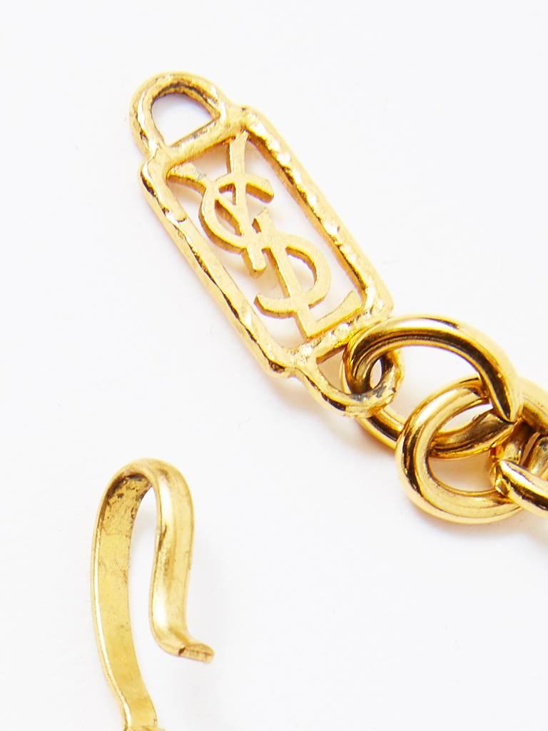 Modernist Yves Saint Laurent Multistrand Bib Necklace with Hammered Gold Detail