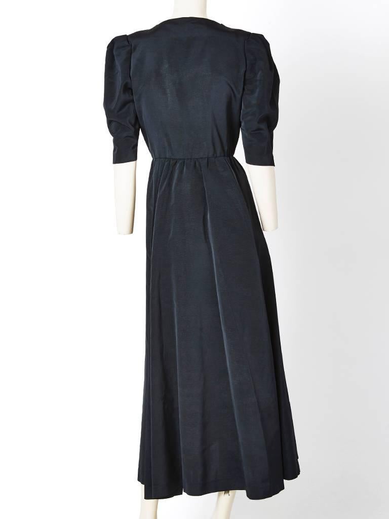 Black Yves Saint Laurent 40's Inspired Moire Dress