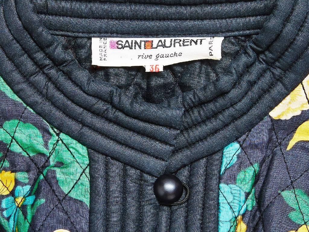 Yves Saint Laurent Floral Print Quilted Jacket In Excellent Condition In New York, NY