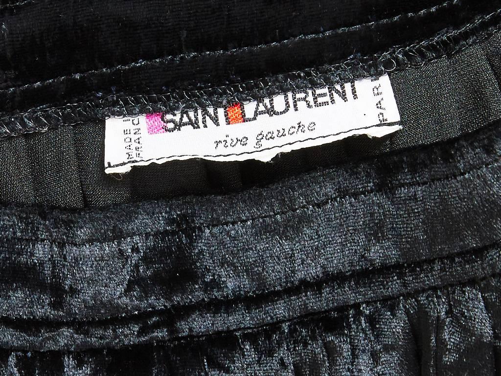 Black Yves Saint Laurent Crushed Velvet Pleated Skirt