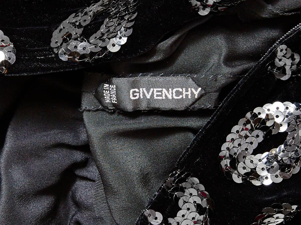 Black Givenchy Couture Velvet and Sequined Cocktail Dress For Sale