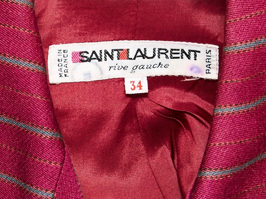 Yves Saint Laurent Double Breasted Pin Stipe Pantsuit In Excellent Condition In New York, NY