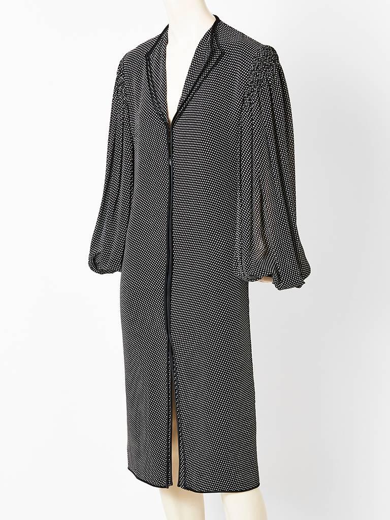 Galanos, double layered silk georgette, shift dress with a black and white 