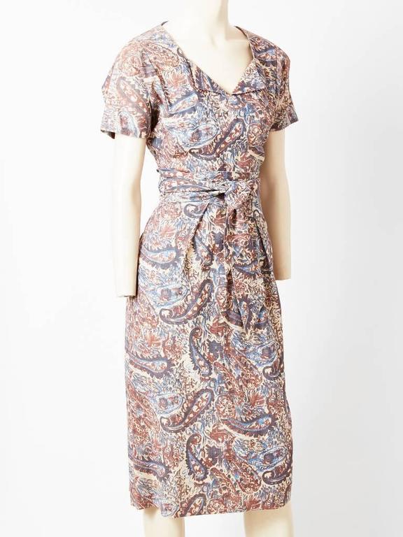 Claire McCardell Patterned Day Dress at 1stDibs
