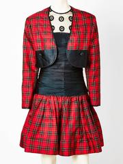 Geoffrey Beene Tartan Tafetta  and Tulle Cocktail Dress
