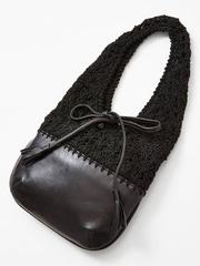 Ferragamo Leather and Crochet "Market" Bag