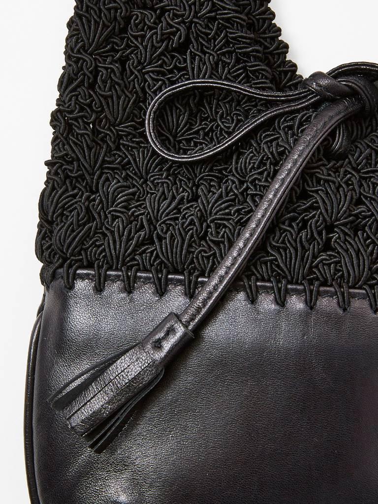 Black Ferragamo Leather and Crochet 