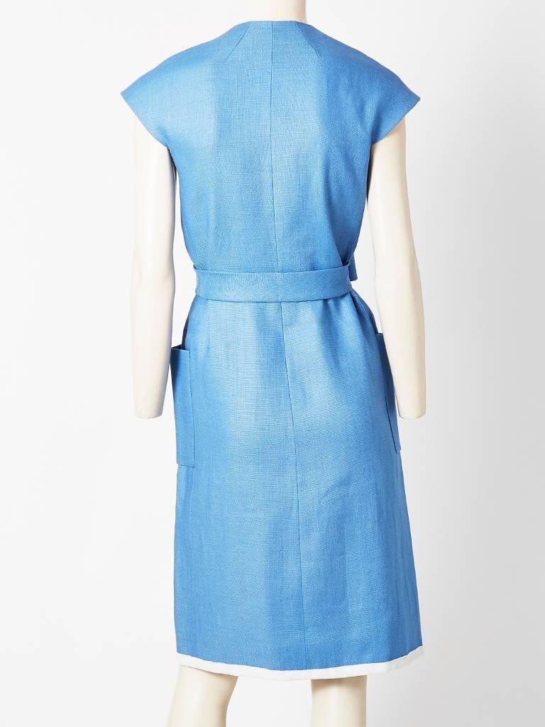 Blue Norell Moygashel  Linen Day Dress