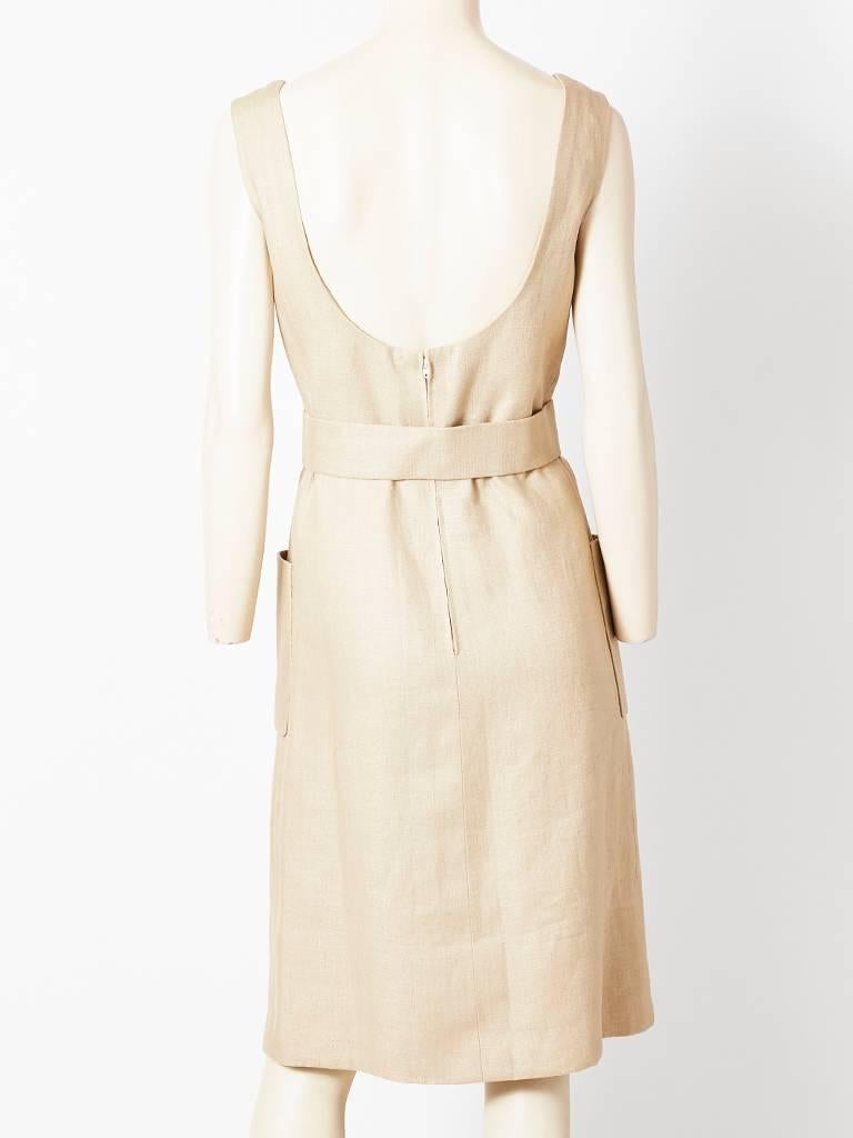 Norman Norell Linen Coat and Dress Ensemble In Excellent Condition For Sale In New York, NY