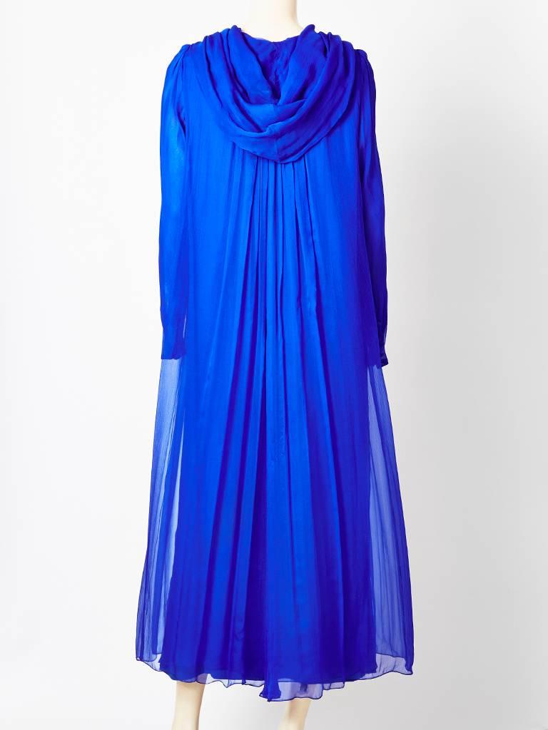 Yves Saint Laurent Couture Georgette Hooded Evening Dress In Excellent Condition In New York, NY