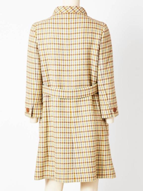 Norell Belted Plaid Coat at 1stDibs