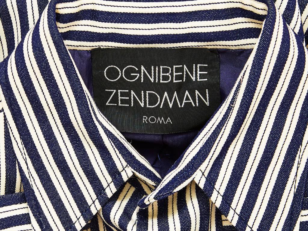 Black Ognibene Zendman Roma Striped Belted Blouse !970's