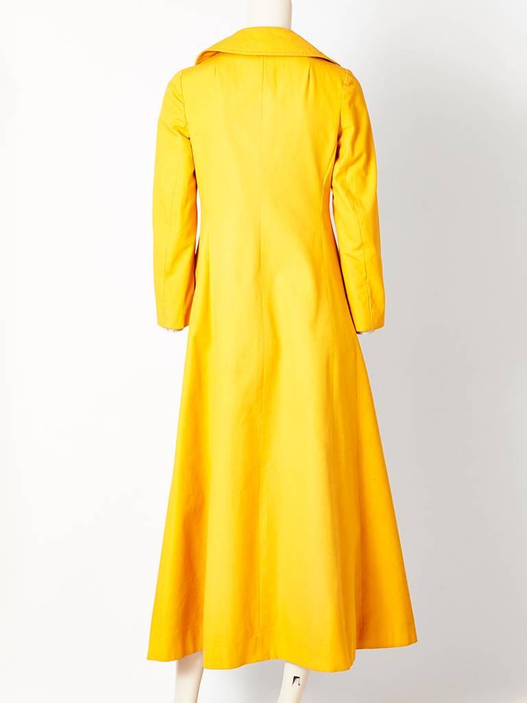Chrome Yellow Cotton/Canvas Maxi Coat 1970's In Good Condition In New York, NY