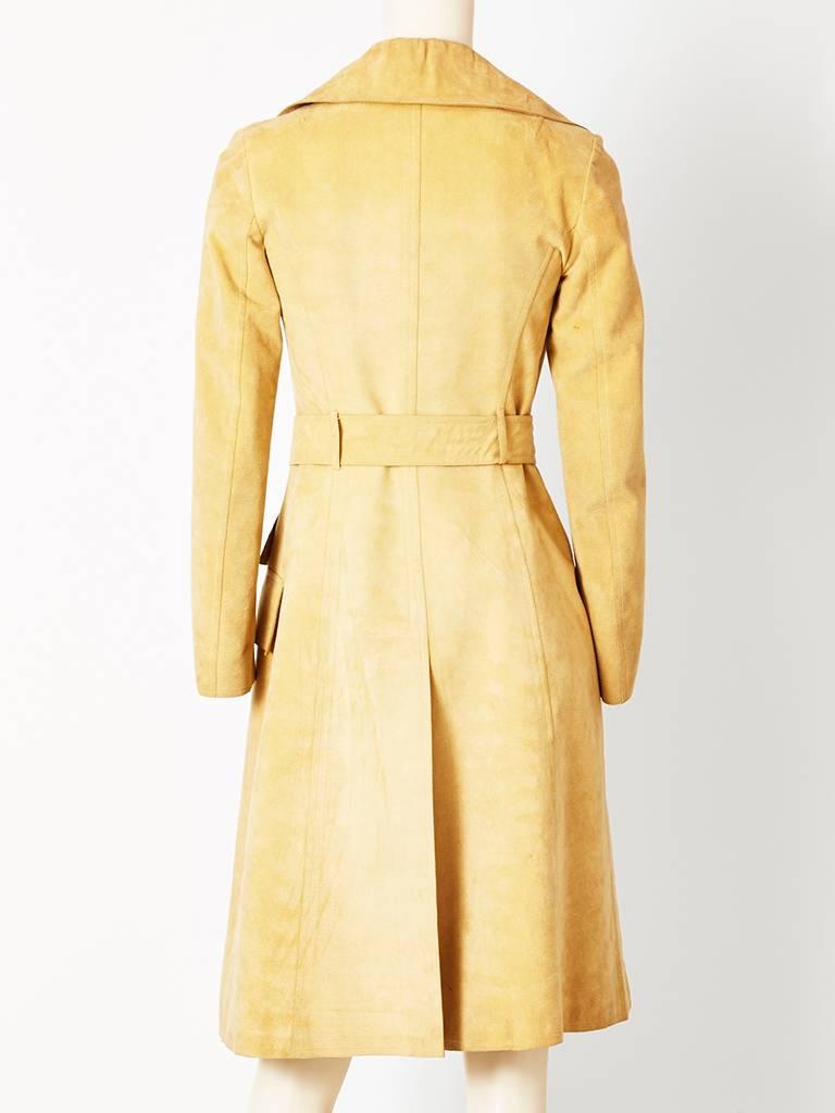Orange Halston Ultra Suede Double Breasted Trench