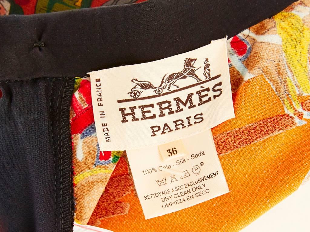 Hermes Chiffon and Patterned Silk Palazzo Pants In New Condition In New York, NY