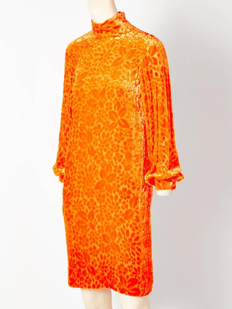 Orange Rudi Gernreich Tangerine Tone Cut Velvet Belted Shift