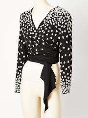 Valentino Jersey Beaded Wrap Top