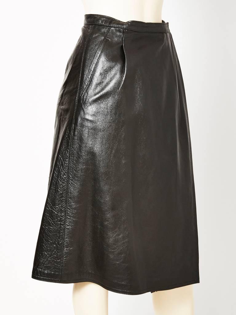 Black Yves Saint Laurent Leather Wrap Skirt