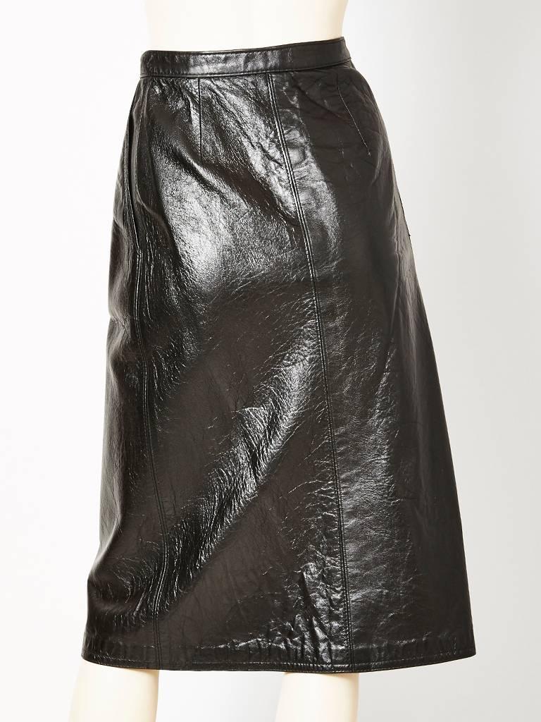 Yves Saint Laurent Leather Wrap Skirt In Excellent Condition In New York, NY