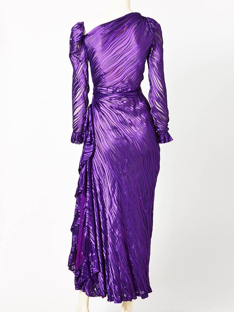 Purple Yves Saint Laurent Chiffon Bias Cut Gown