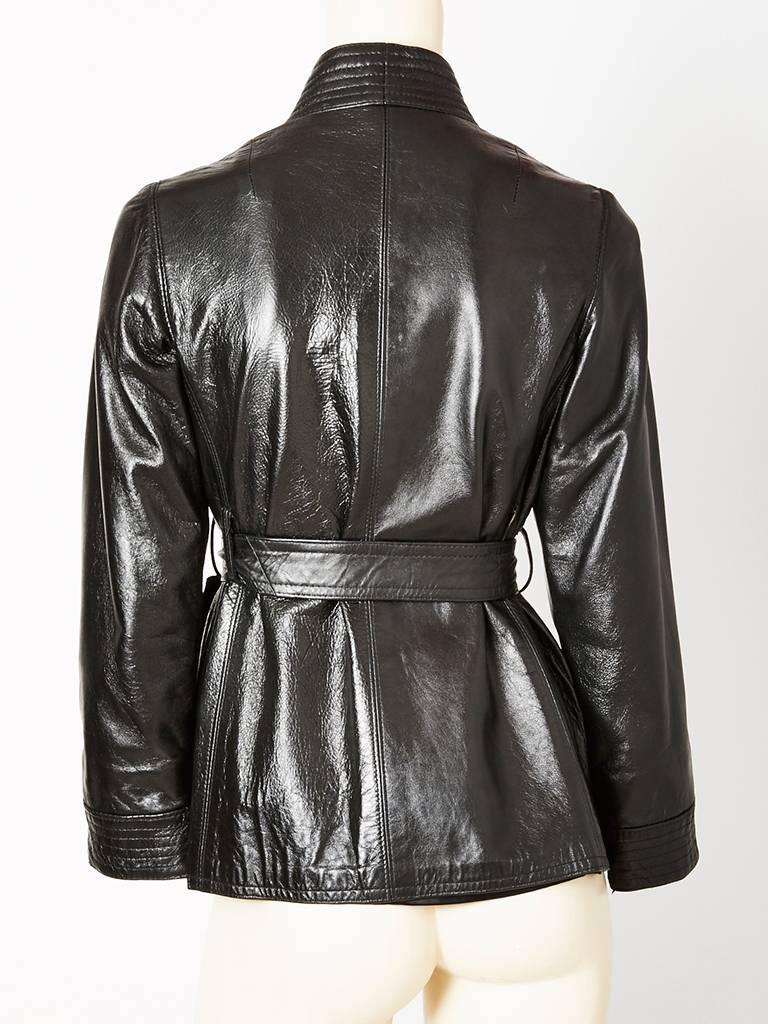 Yves Saint Laurent Chinese Collection Leather Belted Jacket In Excellent Condition In New York, NY