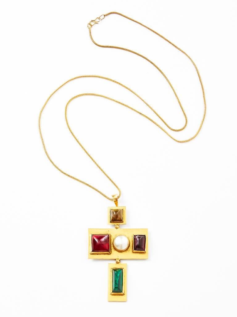 Roger Scemama For Yves Saint Laurent Jeweled Cross In Excellent Condition In New York, NY