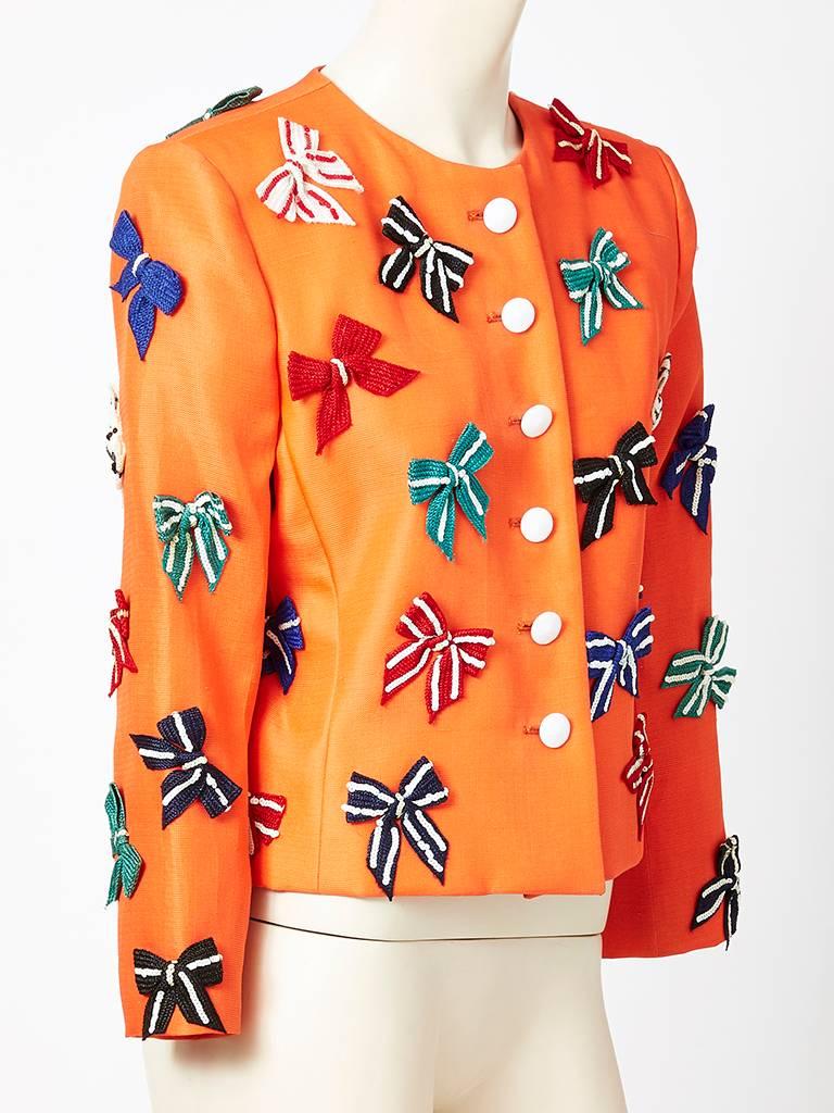 Orange Yves Saint Laurent Jacket with Sequined Bow Detail
