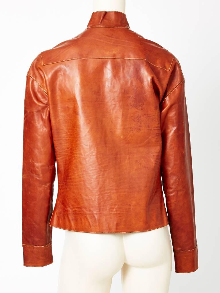 Orange Yves Saint Laurent Leather Jacket