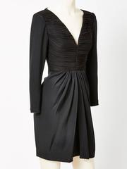 Galanos Draped Crepe Cocktail Dress