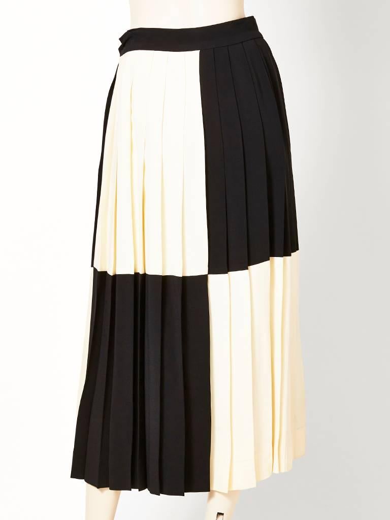 Black Moschino Color Blocked Pleated Skirt