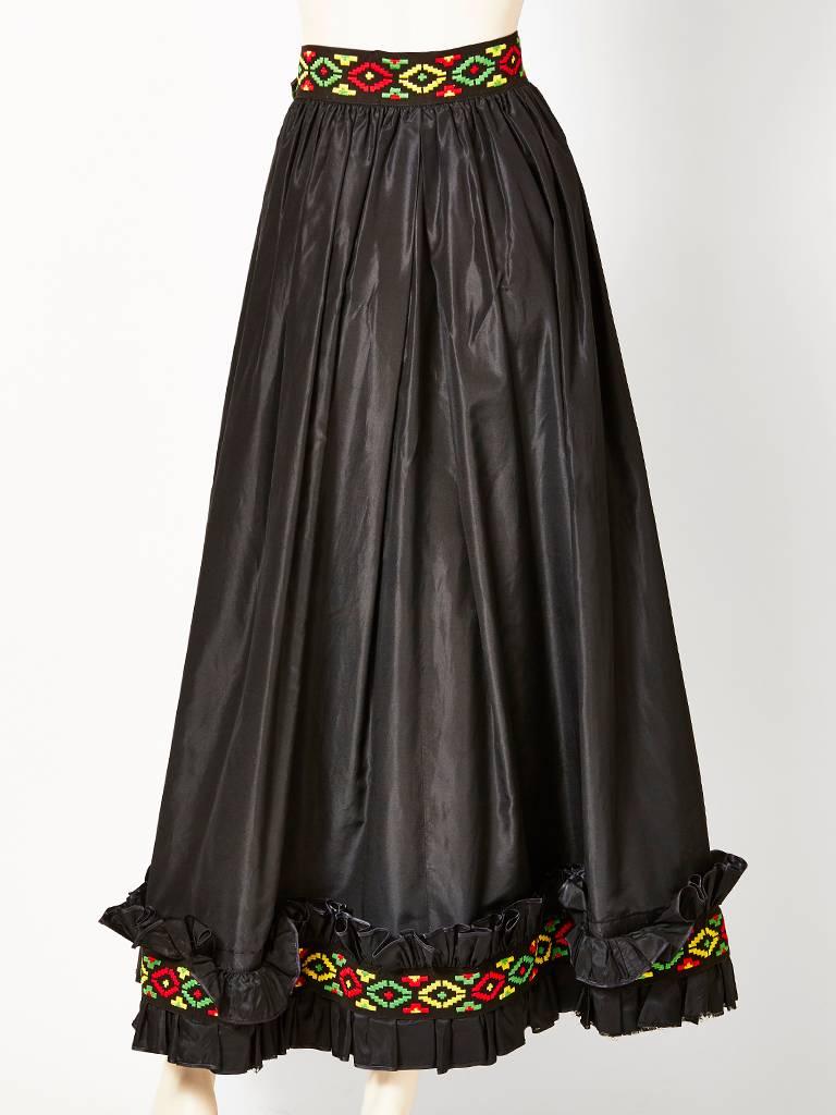 Black Yves Saint Ethnic Inspired Tafffeta Skirt 