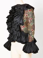 Couture Ruffled and Beaded Evening Jacket