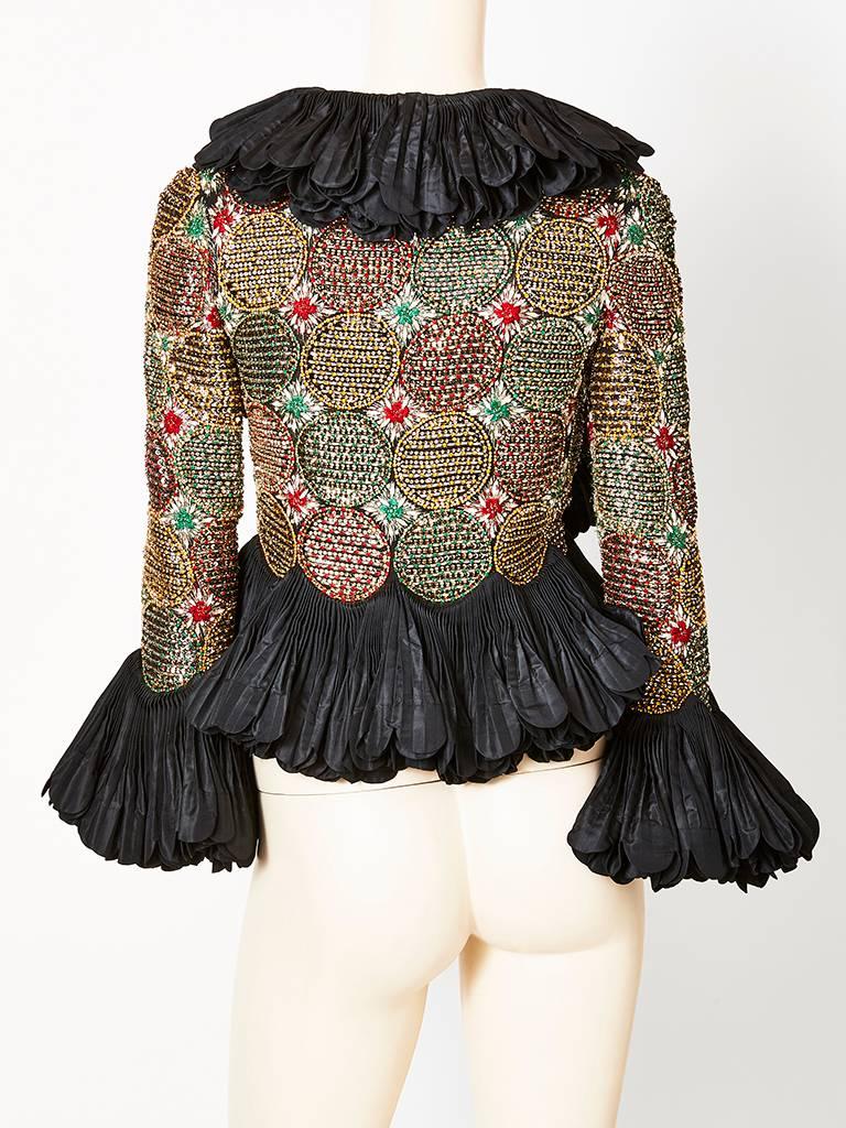 Women's Couture Ruffled and Beaded Evening Jacket