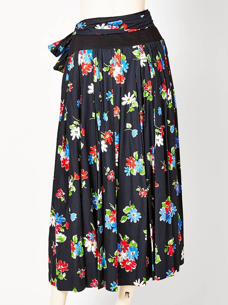 Yves Saint Laurent Floral Pattern Cotton Skirt In Excellent Condition In New York, NY