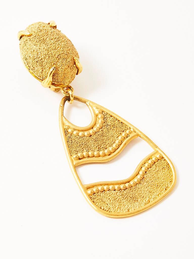Yves Saint Laurent Gold Dangling Earrings In Excellent Condition In New York, NY