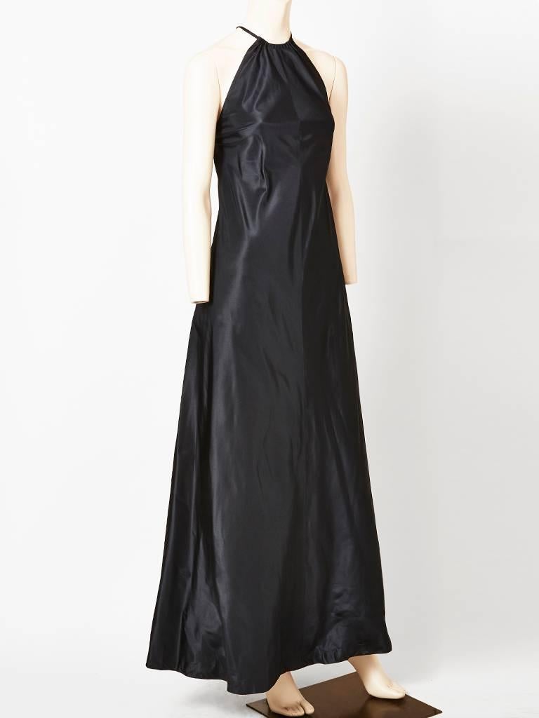 Black Silk Taffeta Halter Neck Gown