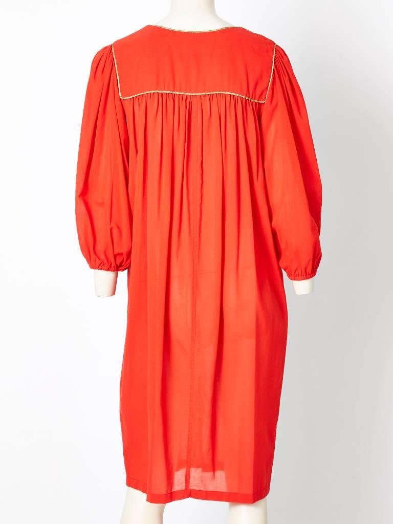 Red Yves Saint Laurent Cotton Smock Dress